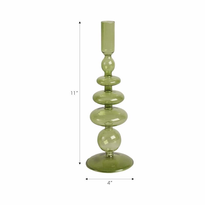 Sculptural Glass Candle Holder with Rounded Accent Base - Modern Tabletop Candle Holder for Any Room