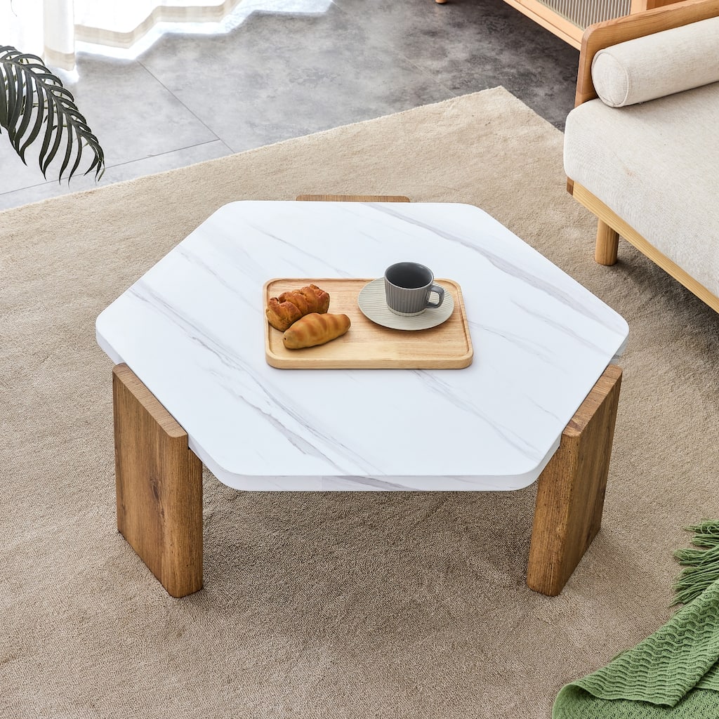 Modern Coffee Table with Wooden Toned Legs