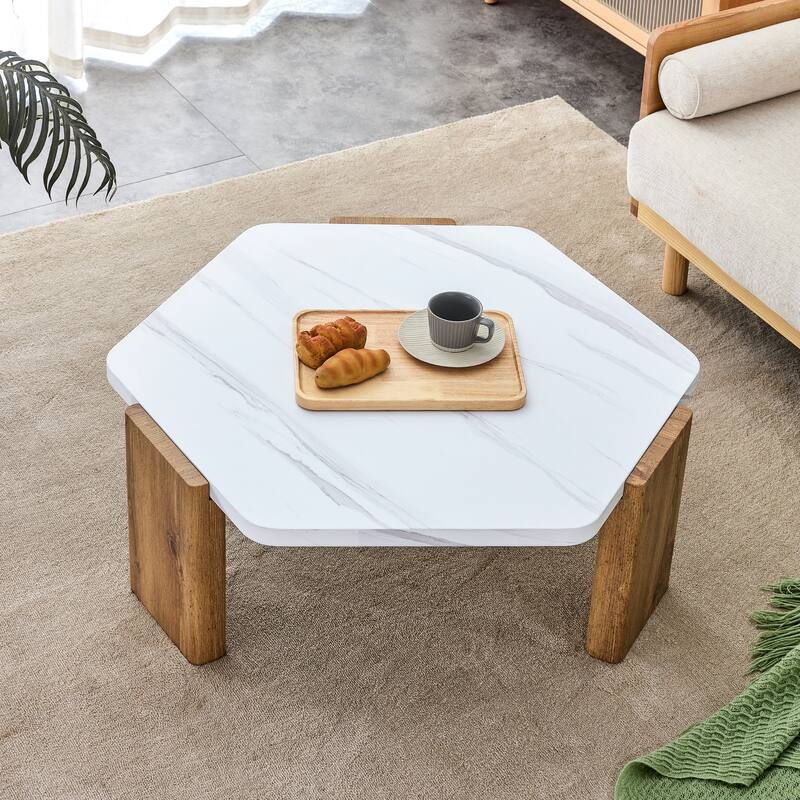 Modern Wood Coffee Table - 36.20 x 36.20 x 13.70 - White
