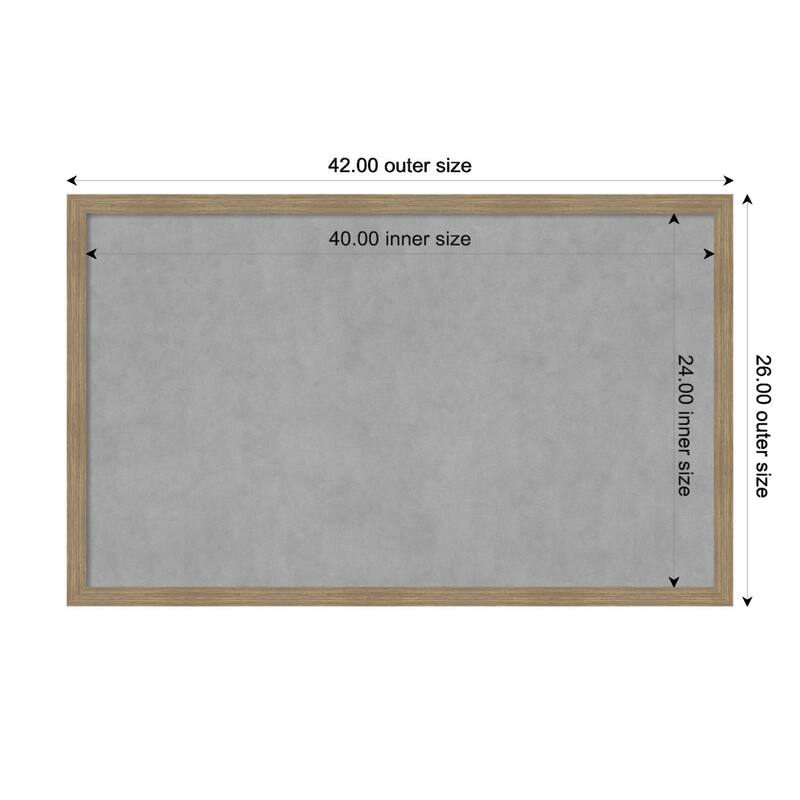 Amanti Art Woodgrain Stripe Mocha Framed Magnetic Board - Board Size 40x24