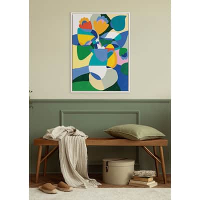 Kate and Laurel Sylvie Beaded TR Fern Jar Framed Canvas by Teresa Rego