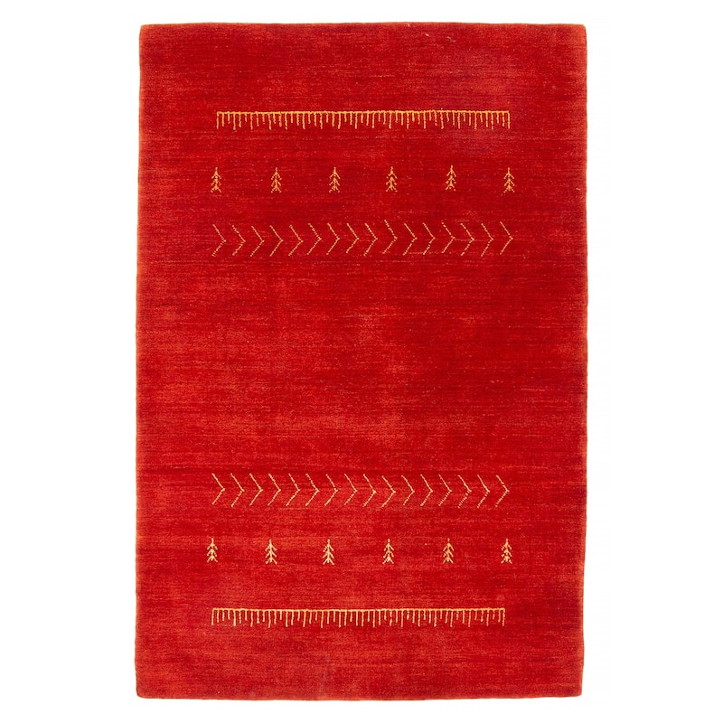 Kashkuli Gabbeh Red Rug 3'11" x 5'10" - 3'11 x 5'10 - Dark Red - 3'11 x 5'10