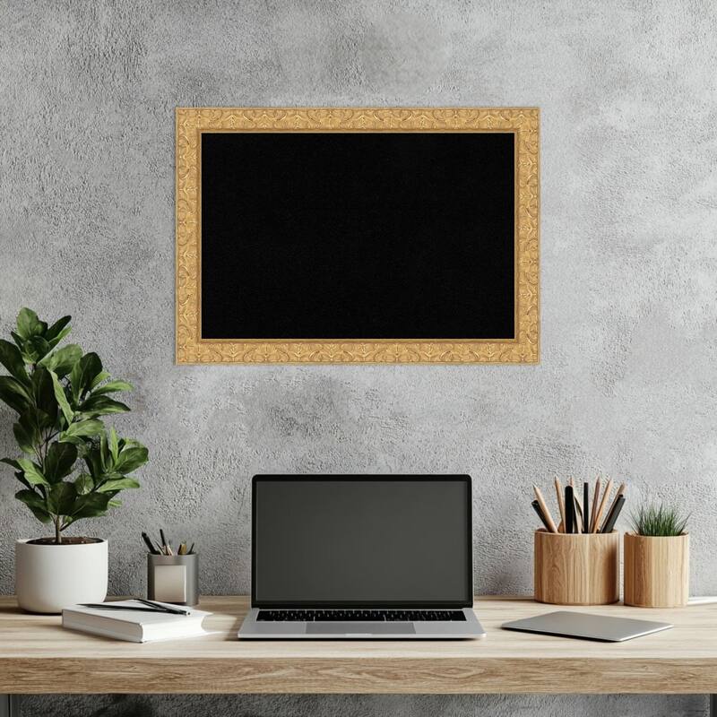 Lila Gold Wood Framed Cork Board - Bulletin Board, Organization Board, Pin Board