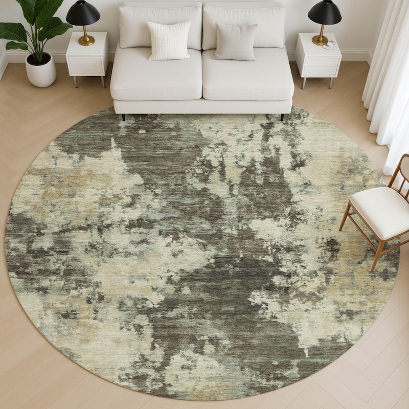 Premium Washable Super Soft Abstract Casual Mayfield Rug - Brown - 8' x 8'
