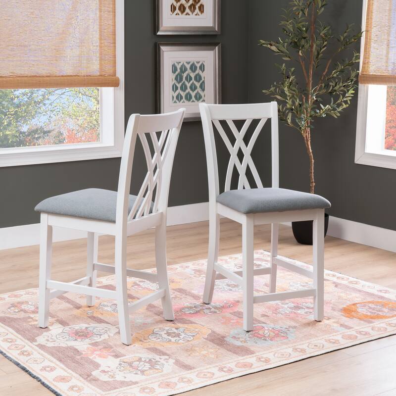 Linon Castine Counter Stool (Set of 2) - White/Grey