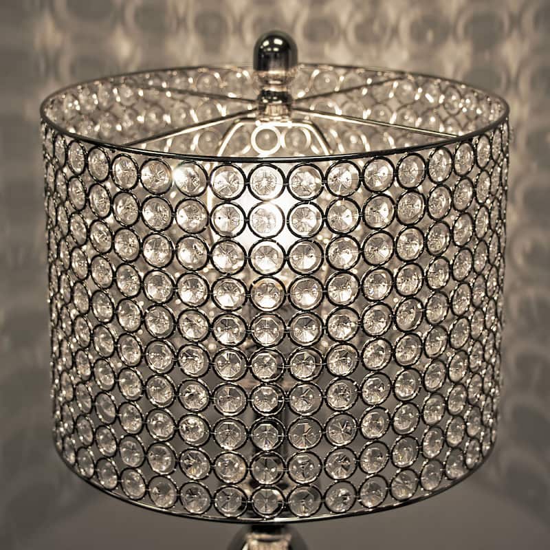 Silver Orchid Ashland 27" Metal Table Lamp with Crystal Beads (Set of 2)