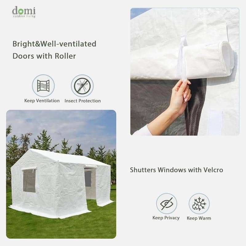 Domi 8' x 8' Universal Winter Gazebo Cover, All Season Waterproof Enclosed Cover with Sidewalls & Ventilated Mesh Windows, White