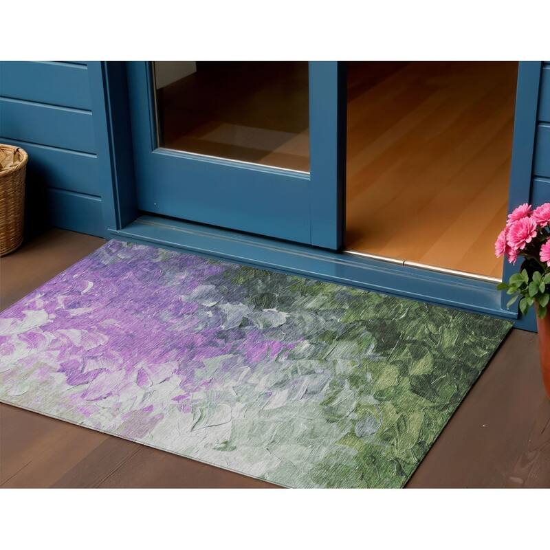 HomeRoots Abstract Transitional Rectangle Outdoor Rug - 3' x 5'