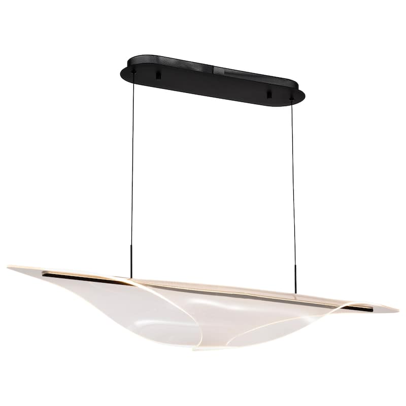 Geneva 46 Inch LED Island Pendant Matte Black Silk Screened Acrylic Lens - Matte Black