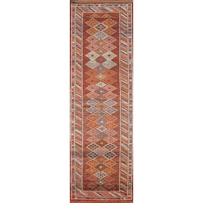 Oushak Turkish Vintage Runner Rug Foyer Hand-Knotted Wool Carpet - 2'11"x 12'9"