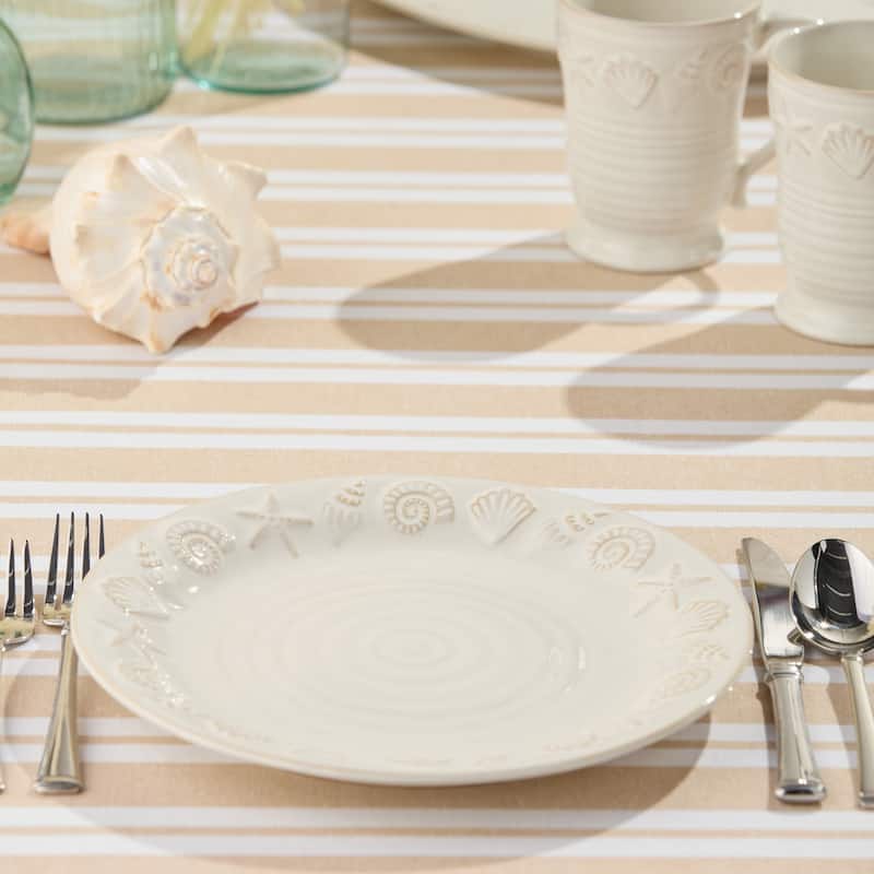 Certified International Coastline Cream 10.5" Dinner Plates, Set of 4 - 10.50"L x 10.50"W x 1.13"H