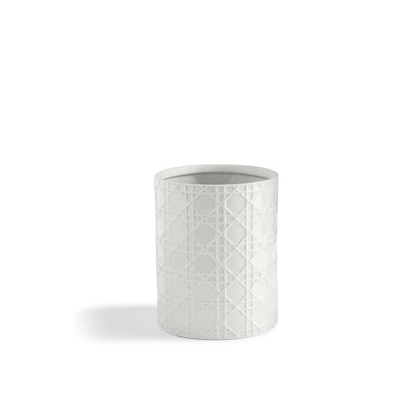 Kassatex Rattan Bathroom Accessory Collection - White Waste Basket