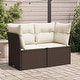 preview thumbnail 147 of 152, vidaXL Patio Sofa with Cushions Outdoor Seating Sectional Sofa Poly Rattan 24.4 x 48.8 x 27.2 in - Brown 2-Seater