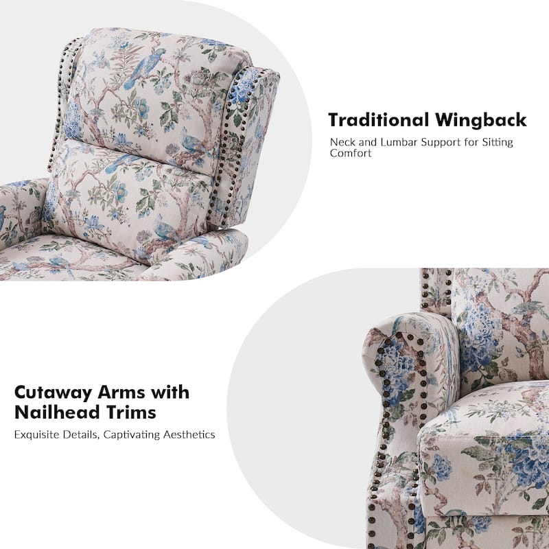 Terri Classic Cutaway Arms with Nailheads Manual Recliner for Living Room Set of 2 by HULALA HOME