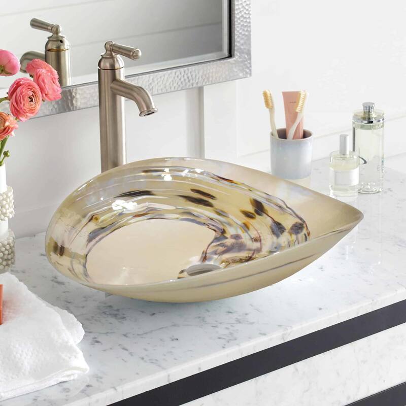 Native Trails Murano 20" Oval Glass Vessel Bathroom Sink - Corallina