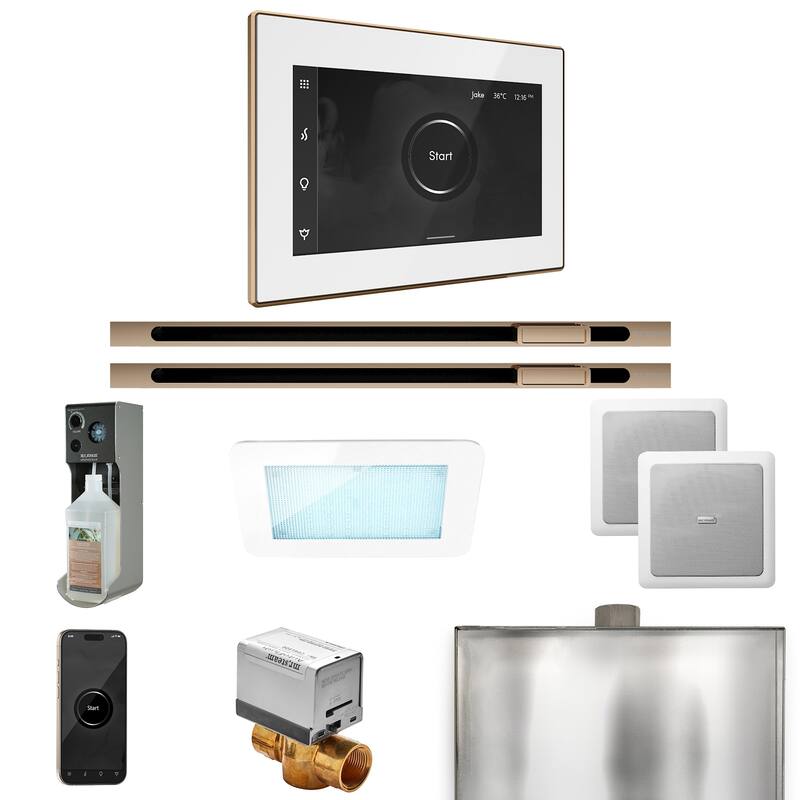 Mr Steam XDRM2XL Xdream Max Linear Package Steam Shower Control - White / Polished Gold
