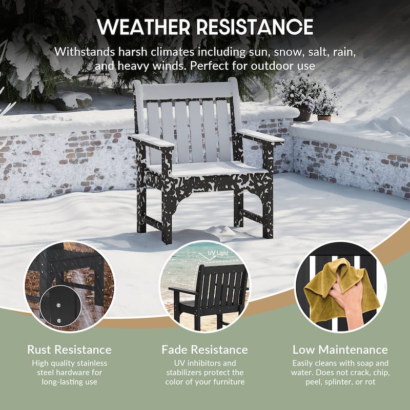 Polytrends Laguna Outdoor Patio Garden Arm Chair Set with Side Table