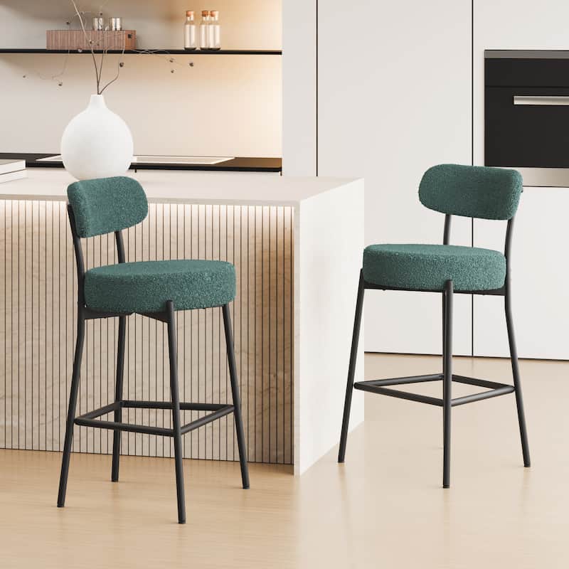 XINMICS 27 Inches Boucle Counter Height Bar Stools with Back