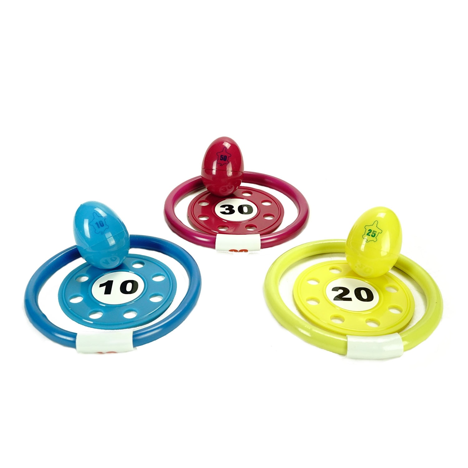 Set of 3 Vibrantly Colored Ring Disc and Turtle Egg Dive Game Combo Pool Toys 5.75"