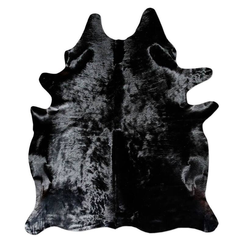 6' x 7' Feet Black Cowhide Handmade Soft Large Cow Hide Cow Skin Leather Animal Area Rug - 6' x 7' Feet