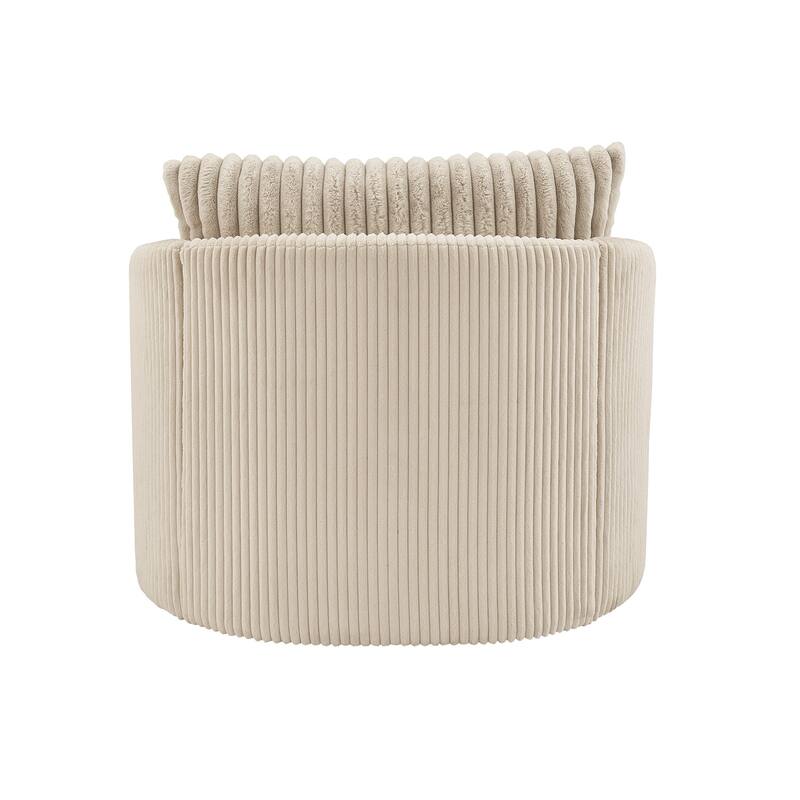 Sligo Oversized Wale Corduroy Swivel Accent Chair with Furry Channel Pillow and Ottoman by iNSPIRE Q Bold
