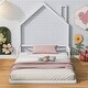 preview thumbnail 3 of 25, Metal Floor Bed with House-shaped Headboard and Fence for Boys and Girls