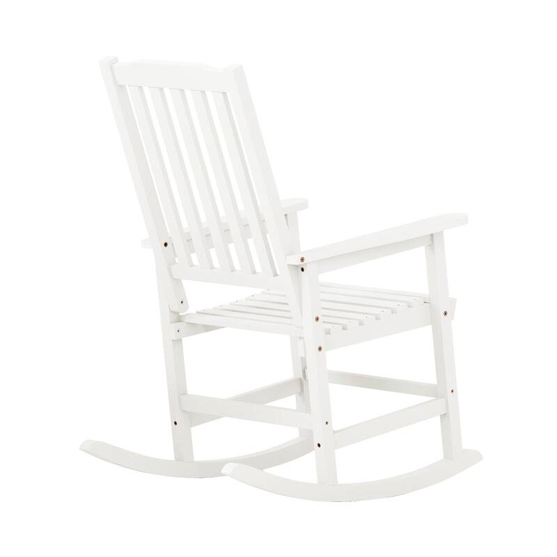 Acacia Wood Outdoor Rocking Chair, Traditional Porch Outdoor Rocker Chairs Set of 2 - 43" H
