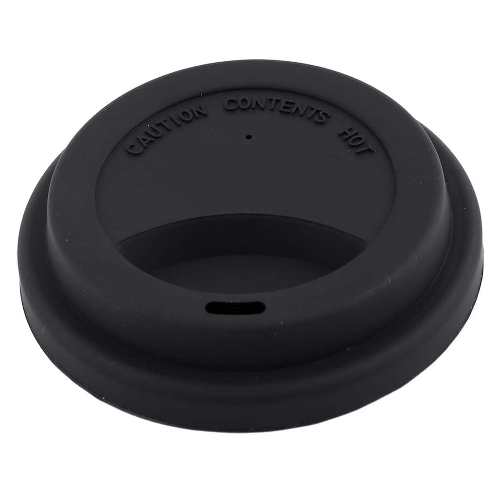 Home Cafe Shop Silicone Resuable Water Tea Cup Mug Cover Lid Black 9cm Outer Dia