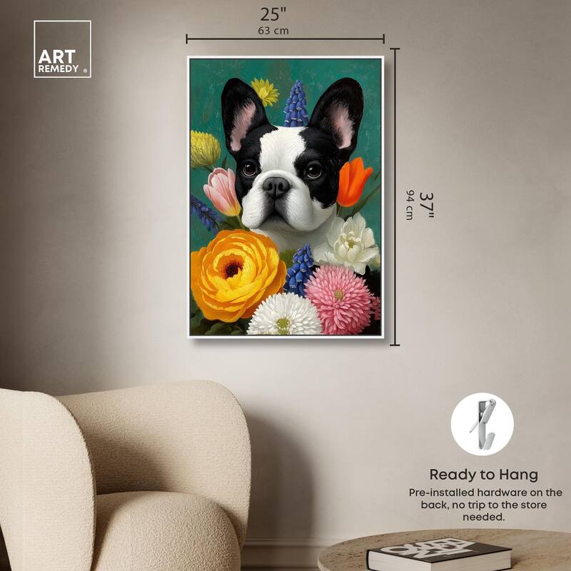 Secret Garden Frenchie Canvas by Art Remedy