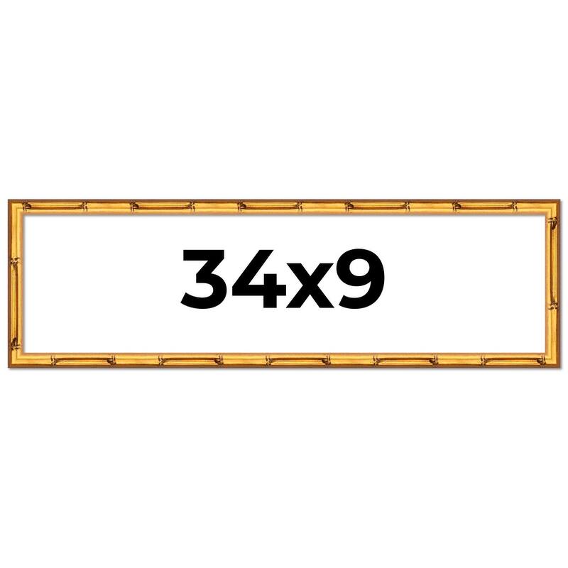 34x9 Frame Gold Bamboo Picture Frame Modern Photo Frame Includes UV Acrylic Shatter Guard Front Acid Free Foam Backing Board