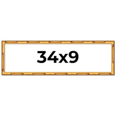 34x9 Frame Gold Bamboo Picture Frame Modern Photo Frame Includes UV Acrylic Shatter Guard Front Acid Free Foam Backing Board