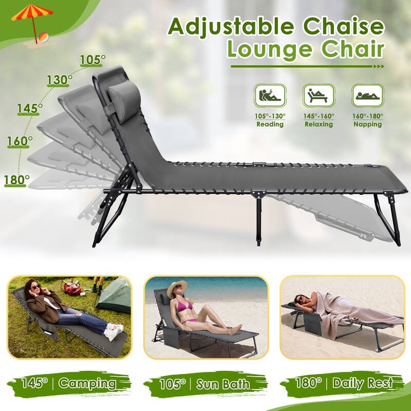 Homall Reclining Patio Lounge Chair Outdoor Sun Lounger Adjustable Chaise Beach Chair
