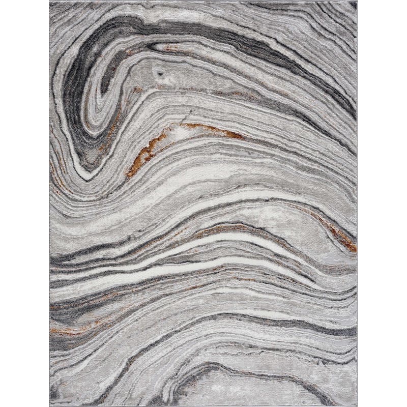 Hauteloom Liverpool Living Room, Bedroom Area Rug - Contemporary - Cream,Green - 7'10" x 10'
