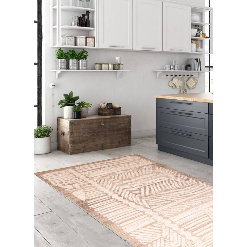 ECARPETGALLERY Hand-knotted Pak Finest Marrakesh Brown, Ivory Wool Rug - 9'1 x 12'11