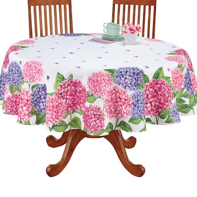 Pink and Purple Hydrangeas Printed Tablecloth