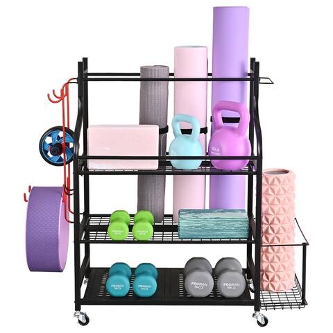 Yoga Mat Storage Racks,Home Gym Storage Rack for Dumbbells Kettlebells Foam Roller, Workout Equipment Storage Organizer