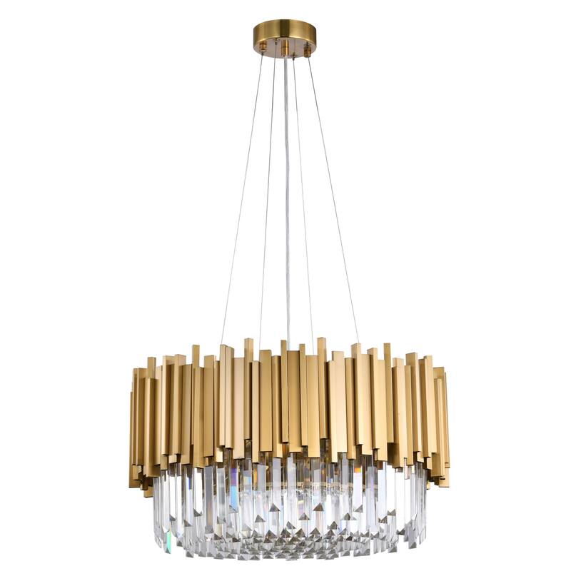 8 Light Gold Chandelier With Clear Crystal Accents