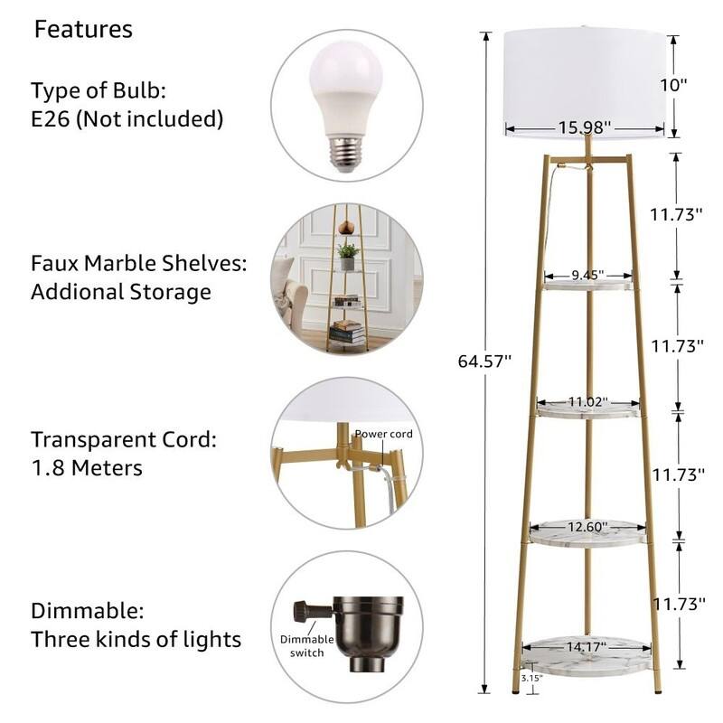 ROSEN GARDEN Floor Lamp, Standing Reading Light - White