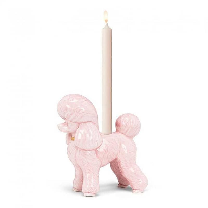 Pink Poodle Taper Candle Holder