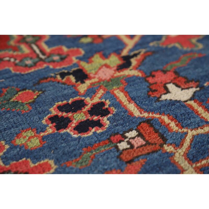 Hand Knotted Oriental 100% Wool Carpet Traditional Medallion Oranges & Rust Heriz (serapi) Area Rug - 14' 5'' X 11' 2''