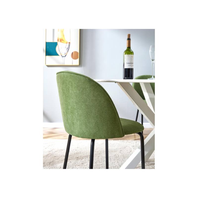 Modern Chair 2-Piece Set with Soft Seat and Comfortable Backrest，Powder-Coated Stainless Steel Frame
