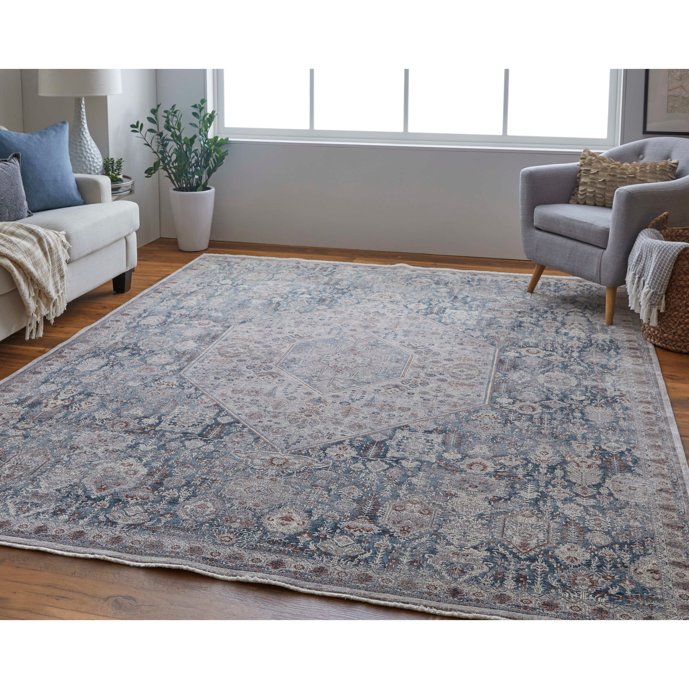 Grand Bazaar Gilford Machine Made Medallion Transitional Area Rug