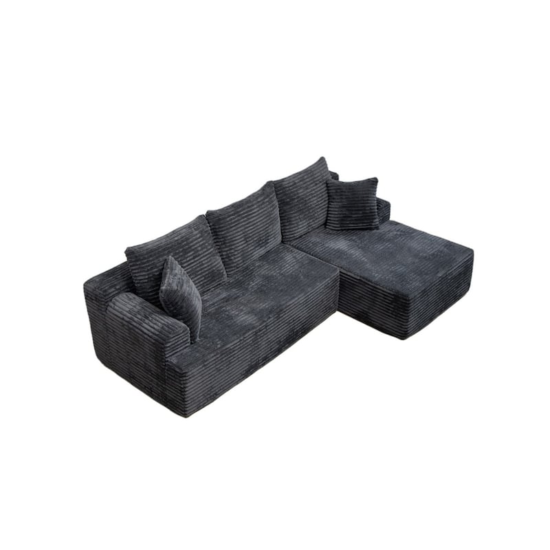 95.2" Modern L-Shaped Corduroy Sectional Sofa, No Assembly Reqired