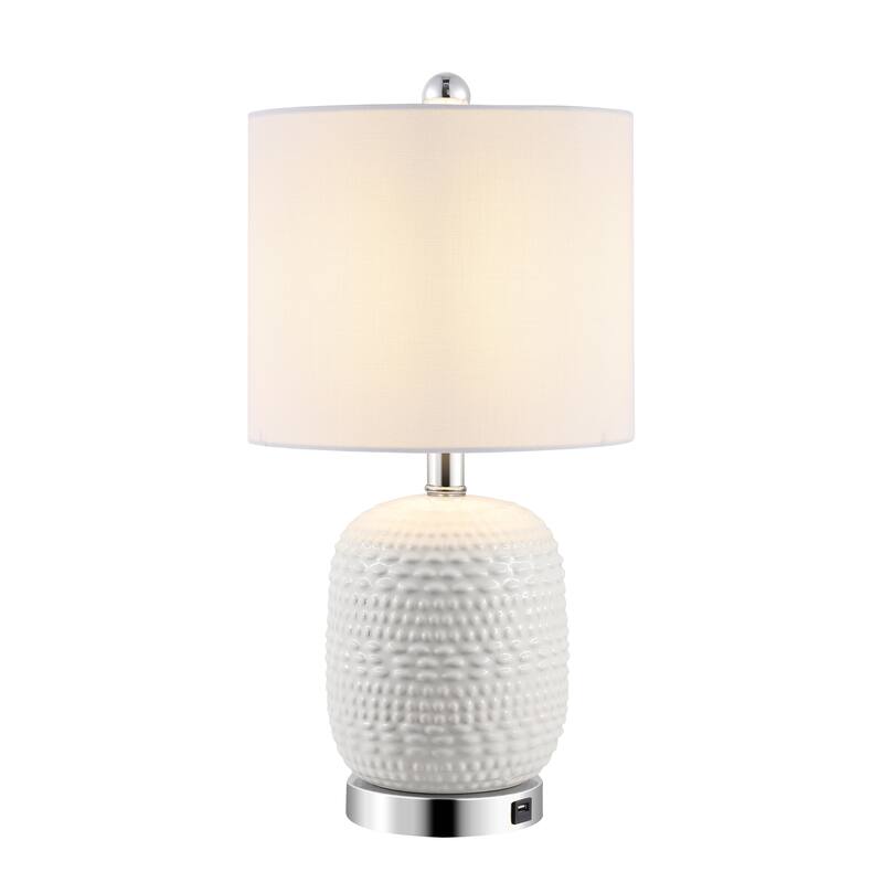 SAFAVIEH Lighting Shobha 19-inch LED Table Lamp - 10" W x 10" D x 19" H - 10Wx10Dx19H - White-USB