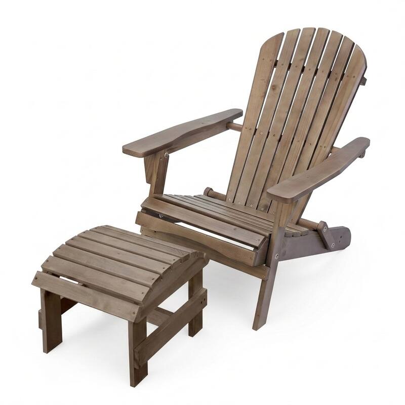 Grand Collection Folding Large Size Adirondack Chair Pine Wood, Dark Brown