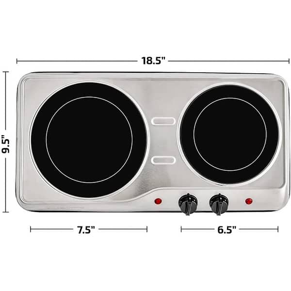 OVENTE Countertop Infrared Double Burner, 1700W Electric Hot Plate
