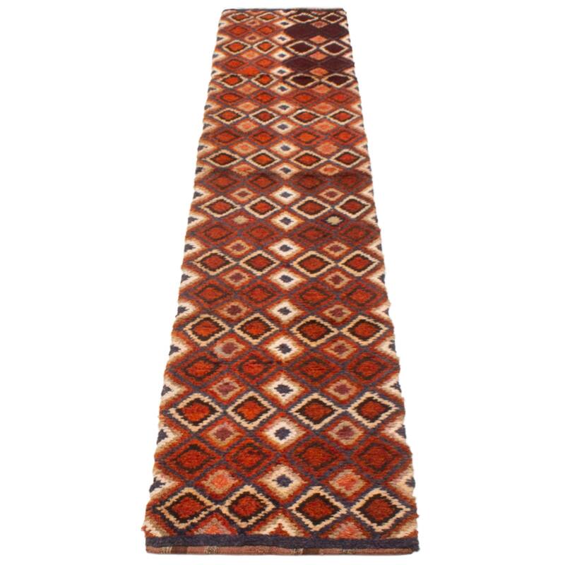 ECARPETGALLERY Hand-knotted Afghan Shiravan Red Wool Rug - 2'4 x 13'0