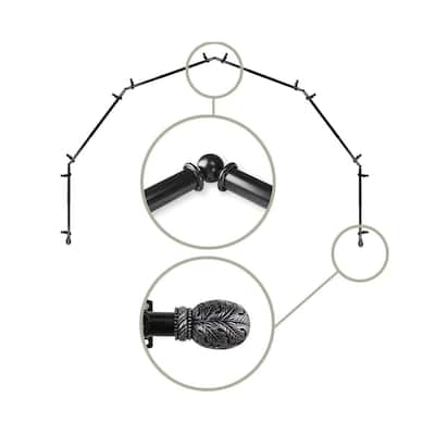 Bay Window Curtain Rod - 6-Sided Black Corner Rods for Draperies - 13/16 Inch Rod Diameter - M
