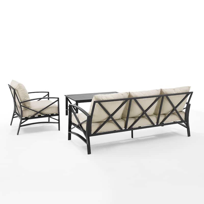 Crosley Kaplan 3Pc Outdoor Sofa Patio Furniture Set - 119 W x 68.5 D x 32 H