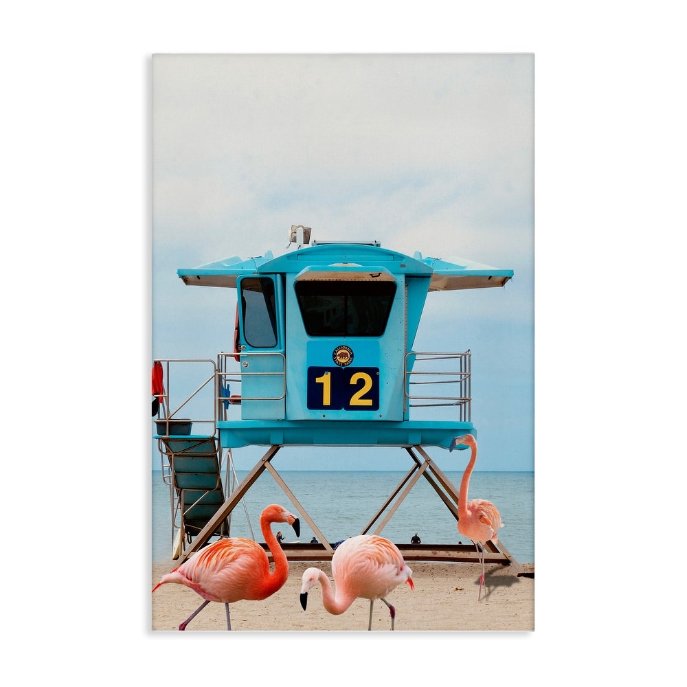 Stupell Beach Shore with Flamingoes Canvas Wall Art Design By Ashley Singleton